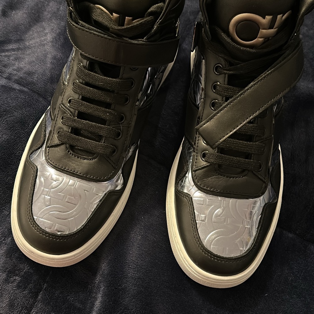 Black and White High-Top Sneakers